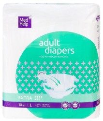 Подгузники для взрослых Medhelp экстра (впитываемость 6.5 капель) 10 шт.