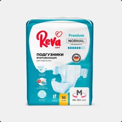 Подгузники для взрослых 10 шт. Reva Care нормал р. M